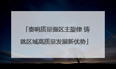 奏响质量强区主旋律 铸就区域高质量发展新优势